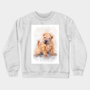Shar pei puppy watercolor Crewneck Sweatshirt